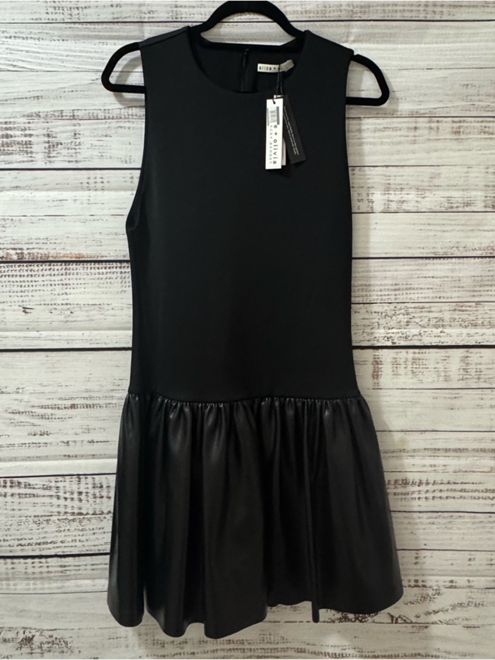 Alice + Olivia Ella Mixed Media Faux Leather Minidress